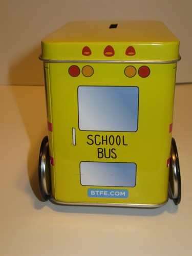 Yellow School Bus Box Tops Education Coin Bank Metal Tin General Mills 2012 - Picture 3 of 7