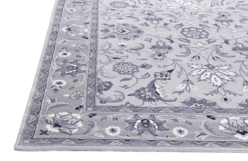 Alfombras y alfombras Hanan gris oriental Oushak florales acolchadas a mano 100 % lana - Imagen 3 de 6
