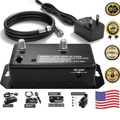 24 dB Antenna Signal Booster with Adjustable Gain for Crisp TV Reception |  eBay