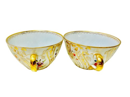 Dresden Richard Klemm Antique 1890's Florals Gild Hand Painted 2 Cups & Saucers - Picture 15 of 24