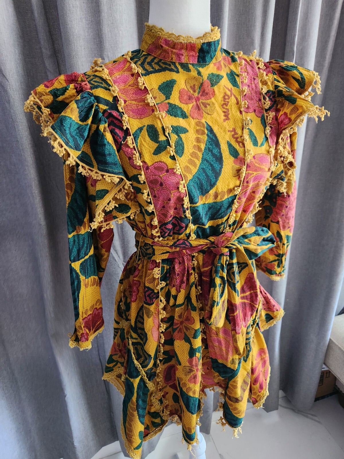 Farm Rio Tropical Print Cotton Ruffle Minidress Sz S … - Gem