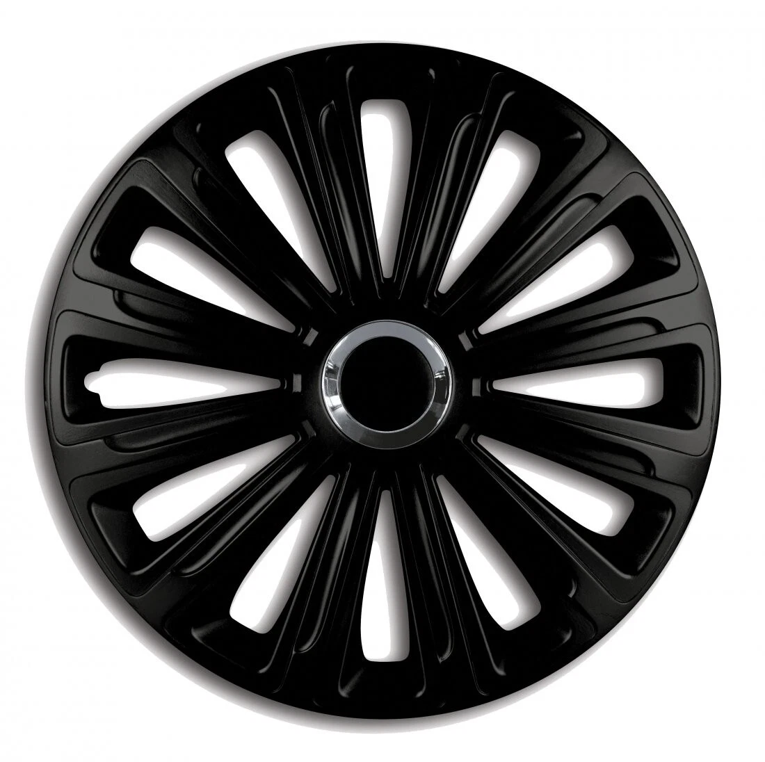 Copricerchio Universale Da 15 Pollici - Argento E Nero Con Artigli In Plastica E Anello Metallico - 1 Pezzo - 2