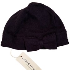 Janie  Jack Bow Front Knit Hat Navy 12-24 months NWT