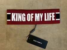 DOLCE&GABBANA RED BLACK WOOL "KING OF MY LIFE" HEADBAND U ONE SIZE