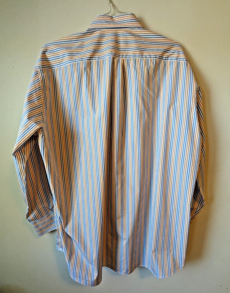 ANDREA FINAMORE NAPOLI NARANJA BLANCO AZUL RAYAS ALGODÓN HECHO EN ITALIA 17 1/2 X 34 Foto 4 de 4