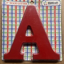 8" A letter WOOD KIDKRAFT room wall decoration Red hang or stand NOS kids baby