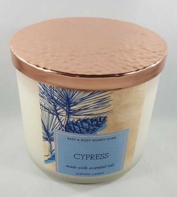 (1) Bath & Body Works Home Cypress w/ Essential Oil 14.5oz 3wick