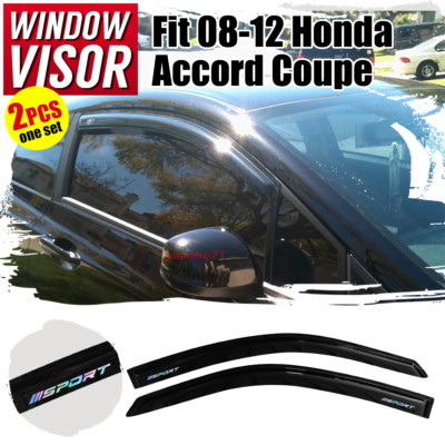 For 08-12 Accord 2DR Window Visors Out Channel Vent Guard Deflectors w/ Sport
