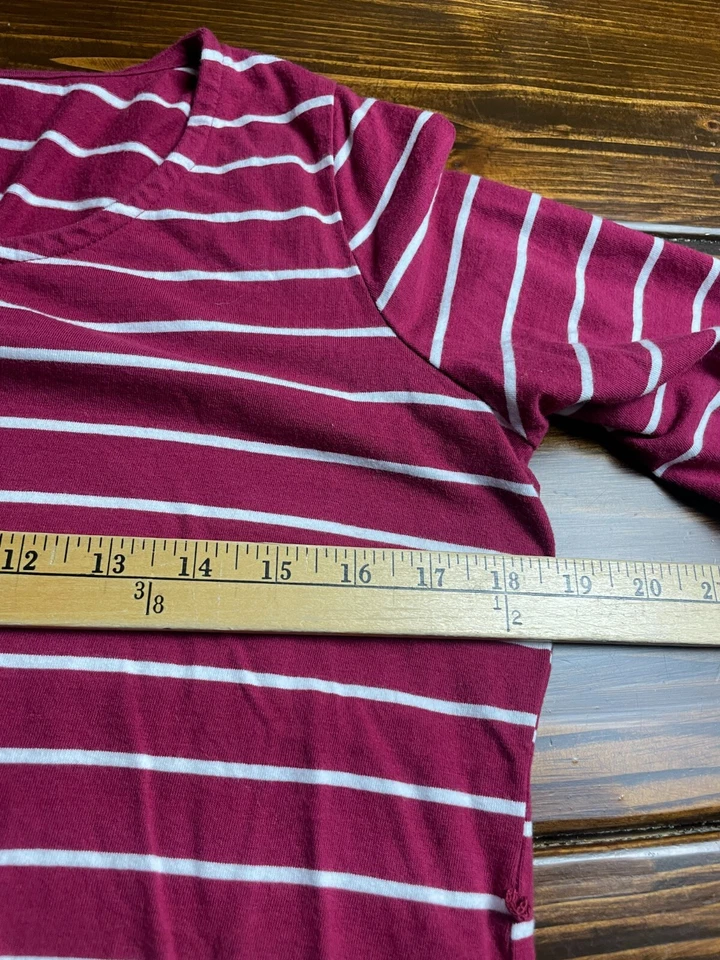 BumpStart Shirt, Maternity Size Medium, Burgundy White, Striped, *Missing Belt* - Image 4 of 4