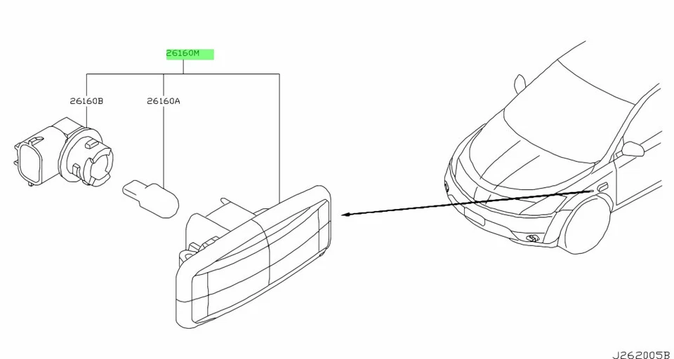 NISSAN GENUINE INFINITI M35 M45 SIDE MARKER LIGHT LAMP ASSEMBLY BULB 26160-EW00A - Image 2 of 2