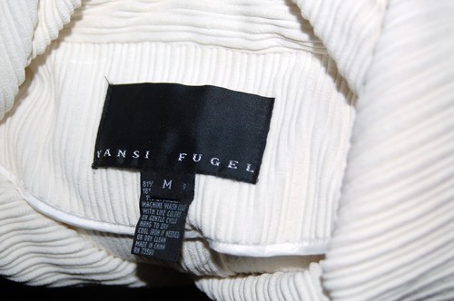 YANSI FUGEL 3/4 SLEEVE DOUBLE BREASTED JACKET WHITE CORDUROY - Sz M $298 - Picture 7 of 7