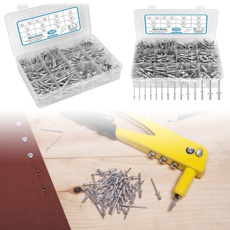 Multiple Size Aluminum Rivets with Washers Rivets set for Household