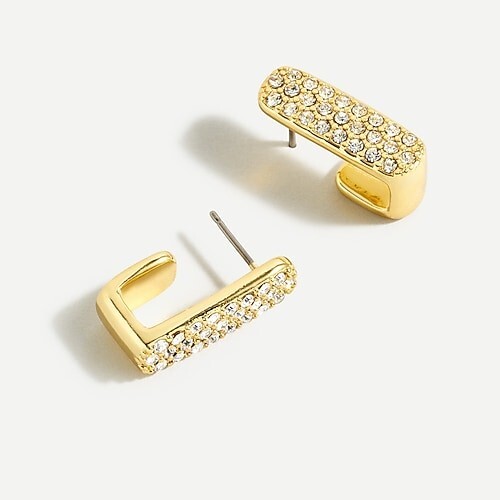 J.Crew Pave Flat Link Earrings, Gold - Picture 1 of 5