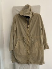 Gerard Darel Beige & Blue Hooded Reversible Rain Jacket Size 40
