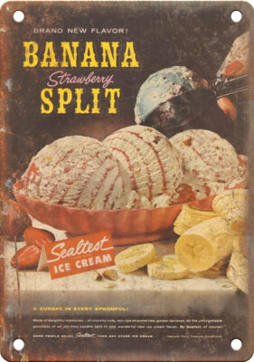 Sealtest Banana Split Ice Cream Ad 12'' x 9'' Reproduction Metal Sign N472