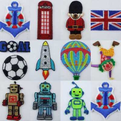 Kinder Motive Aufbügeln oder Aufnähen Flicken Reparatur Kostüm Deko 16 DESIGNS 386D