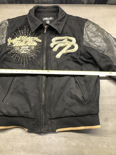Pelle Pelle "GREATEST OF ALL TIME" Embellished Leath/wool jacket Black Large Wom - Picture 12 of 24