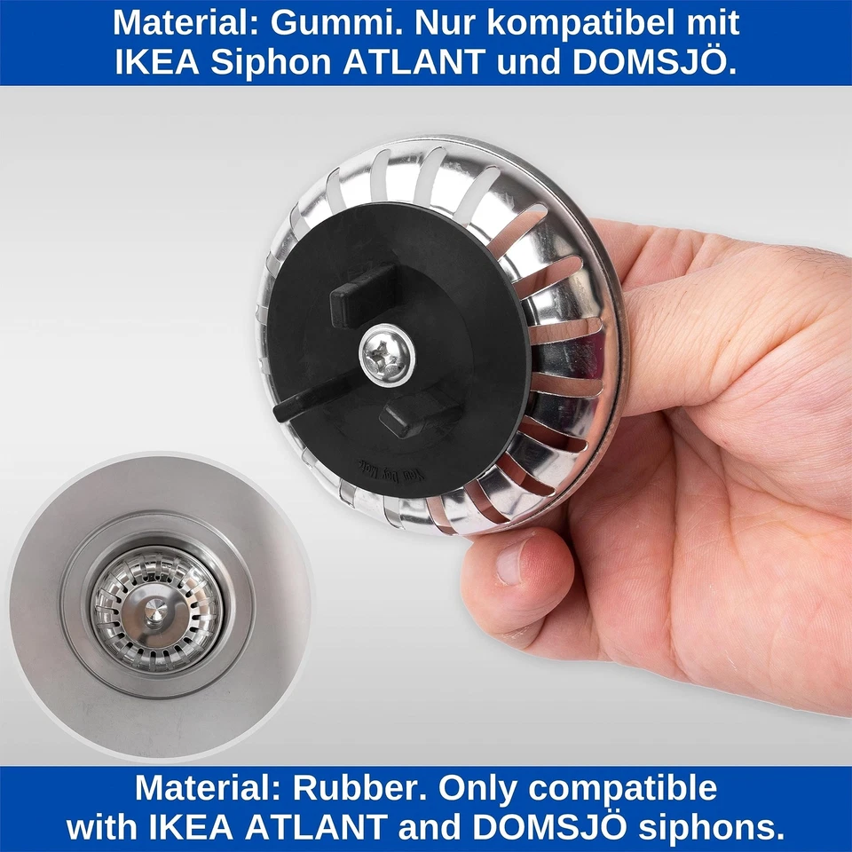 Ersatz Dichtung 1 Stück kompatibel mit IKEA Siphon ATLANT und DOMSJÖ Siebkörb... - Bild 3 von 4