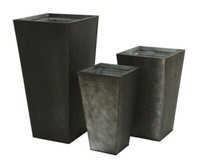Topf Blumentopf Pflanztopf ÜBertopf Zinktopf Eckig Anthrazit Antik 3Er Set