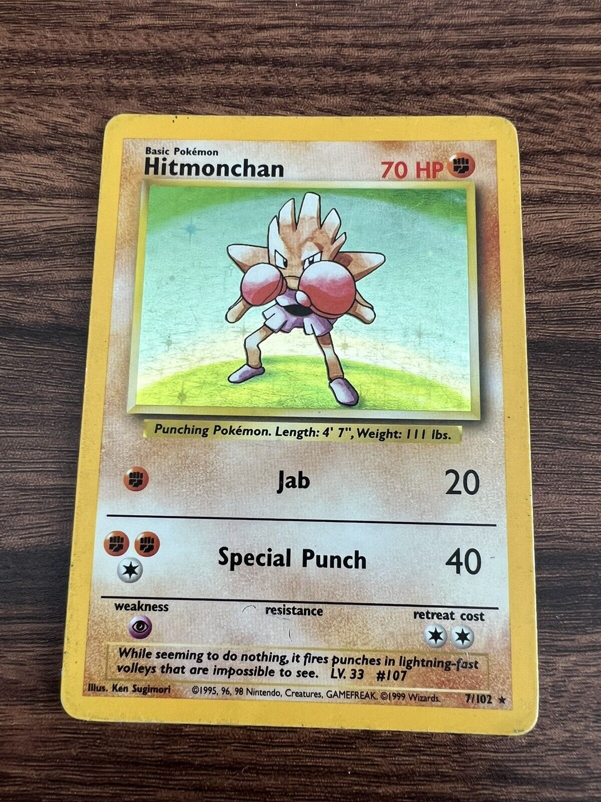 Hitmonchan 7/102 Base Set Holo Rare Vintage Pokemon Card