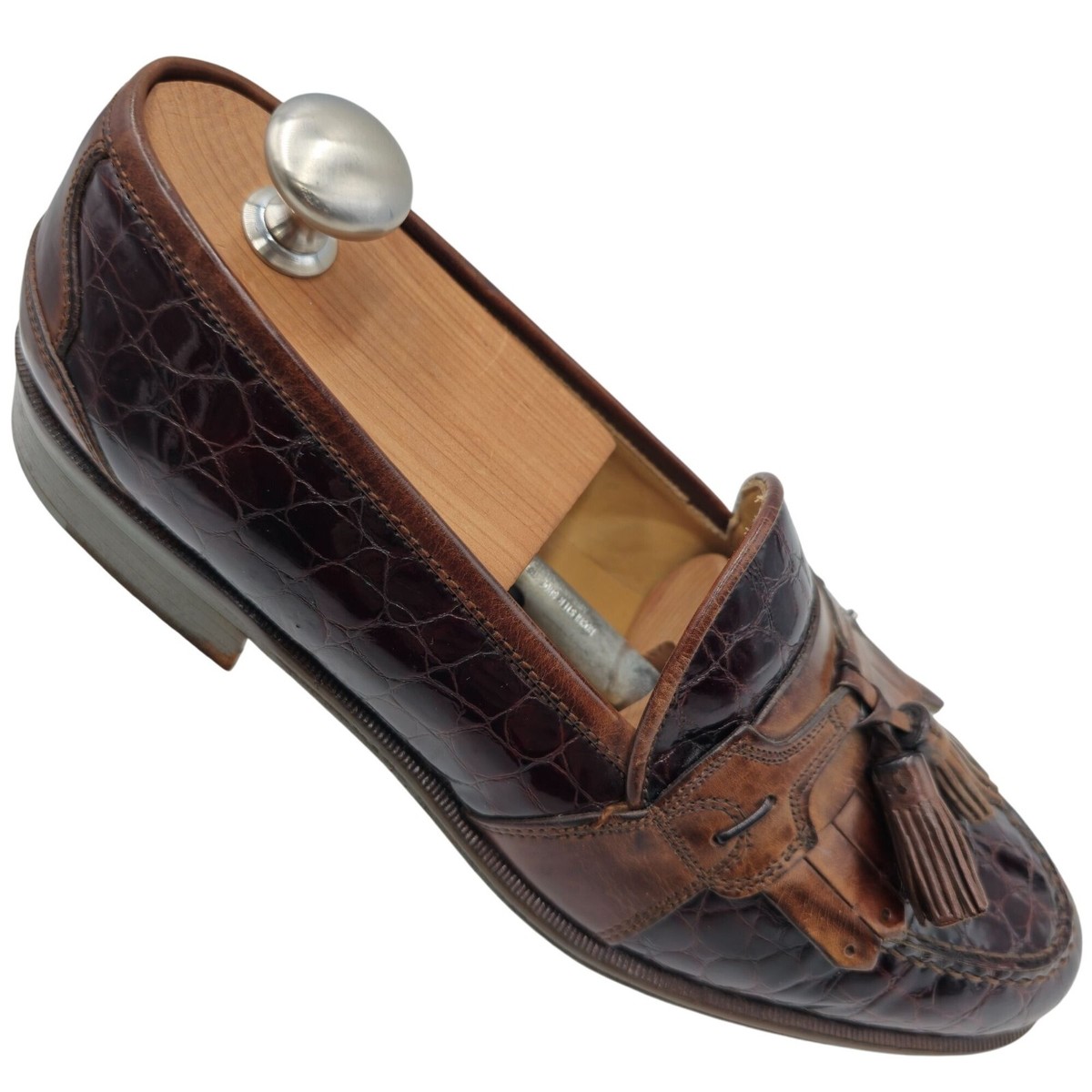 Vintage Johnston & Murphy Mens 8M Alligator embossed Dress Shoes