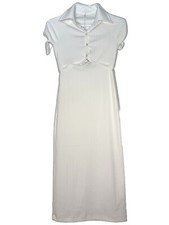 HELMUT LANG Womens Cardigan Short Sleeve Dress White XS (MSRP $295)