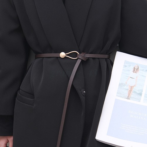 Hot Sale - Leather knot belt Skinny Belt Leather Waist Rope Belt Thin Waist Belt - Picture 11 of 17