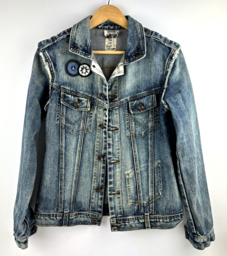Volcom  Denim Jacket Distressed Women's Size 9 Blue - Picture 1 of 18