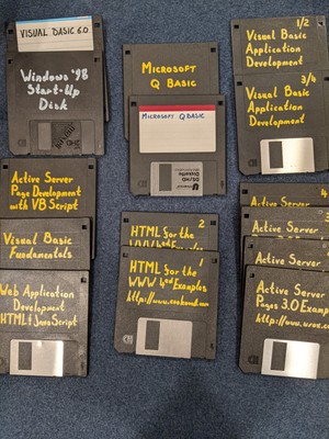 15 3 1/2 Floppy Discs Windows 98 Start-up MS Q Basic Visual Basic 6.0 + more