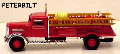 Golden Wheel 1:87 scale Peterbilt red Fire Truck with ladders in window box