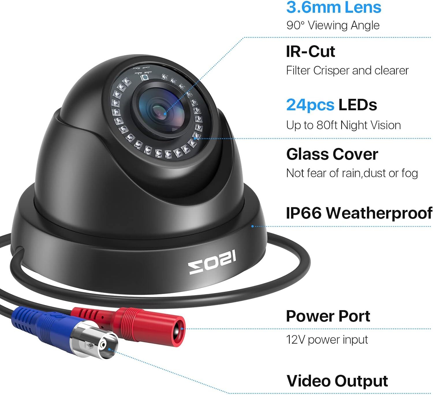 ZOSI 2.0MP HD 1080p 1920TVL Security 80ft Night Vision CCTV Analog Home Camera