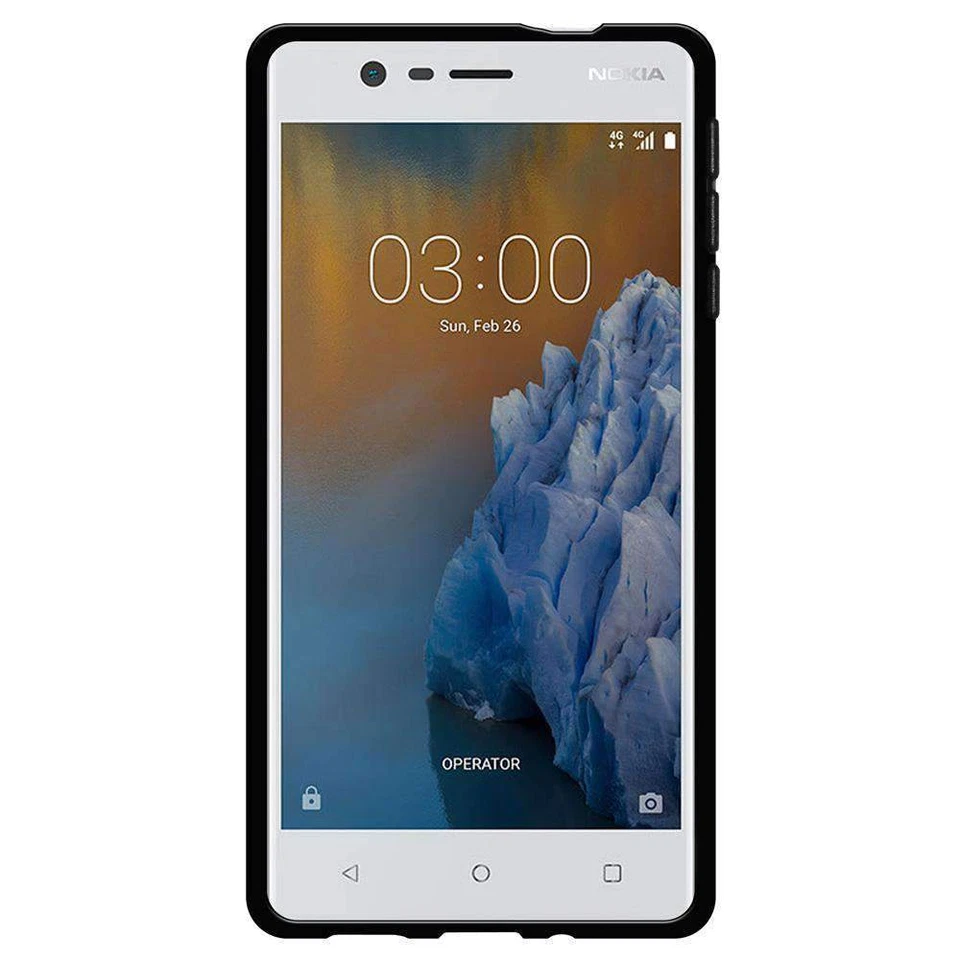 Для Nokia 3 TPU прочный бампер кожи матовый назад защитный чехол кожи черный - Изображение 3 из 4