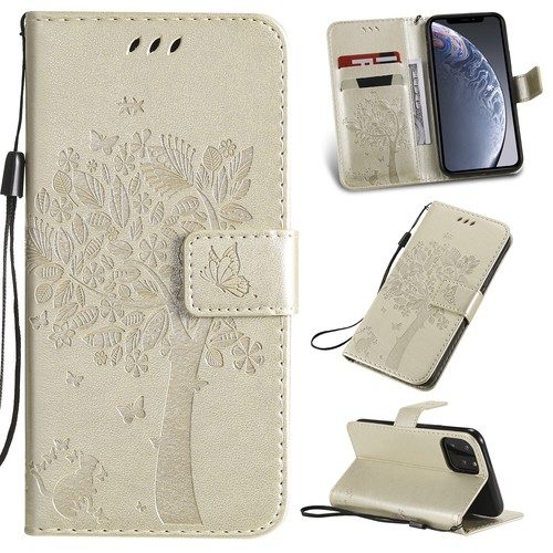 For iPhone 11 12 13 Pro Max 12 Tree Embossing PU Leather Flip Wallet Case Cover - Picture 24 of 24