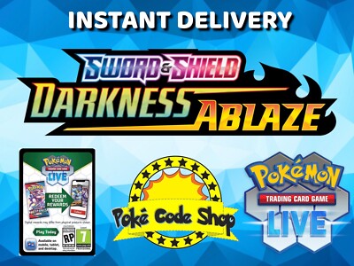 100 x DARKNESS ABLAZE Live Pokemon Booster Codes Online INSTANT QR EMAIL DELIVER