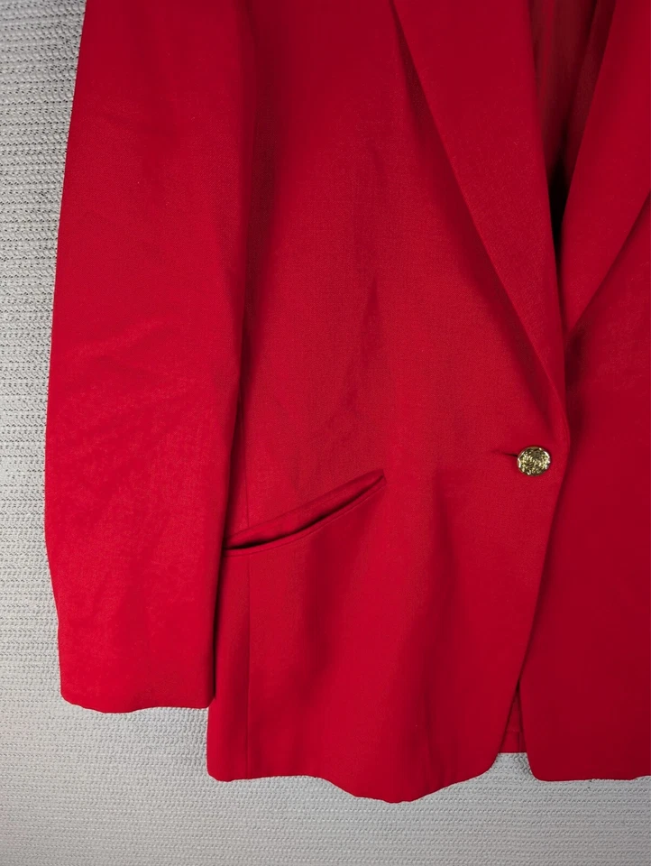 Traje Chaqueta Blazer Edición Esterlina Talla 8 Lana Mediana Rojo Botón Londres Niebla Foto 4 de 4