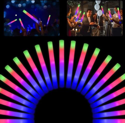 LED Glow Lights Sticks Parties Rave Kids Wedding Supplies Foam Wands - Picture 1 of 26