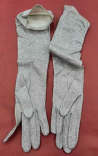 Vintage Cornelia James Vintage Silver Lurex 16" Long Cocktail Gloves Evening 7