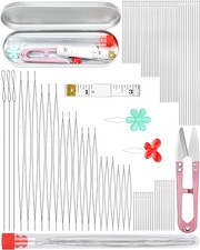FIVEIZERO 87 Pcs Beading Needles Set   3 Types: 6 Sizes Big Eye Seed Bead Needle