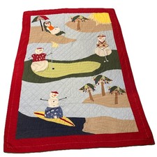 Handmade Quilt Christmas Snowman Playful Tropical Winter Theme Throw Blanket