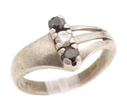 925 Sterling Silver Vintage Ring Elegant Black Spinel & CZ Band  Sz 7.5  RG34366