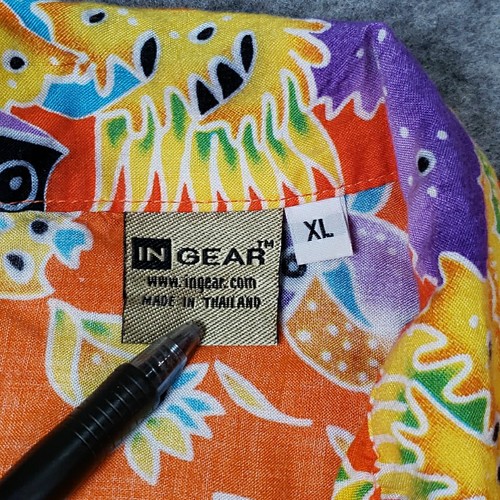 In Gear Hawaiian Shirt Mens XL Fish & Fish Coral Fashions Orange All Over Print - Picture 4 of 9