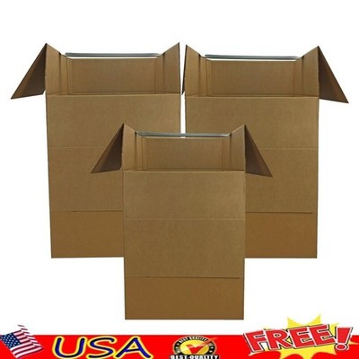 Large Wardrobe Moving Boxes Bundle of 3 Heavy-Duty Corrugated Easy Packing New
