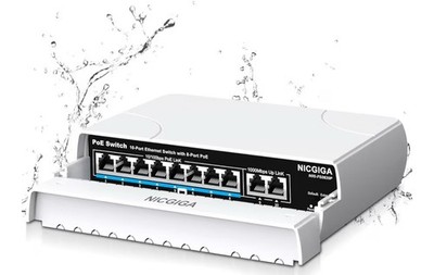 Outdoor Waterproof 8-Port PoE Switch with 8 Port PoE+@120W + Gigabit Uplink P...