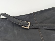 VTG Eddie Bauer Black Leather Messenger Bag Flap Adj Crossbody Strap