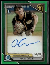 2024 Bowman Chrome #CPA-CA Adler Cecil Prospect Autographs Green Refractors #/99