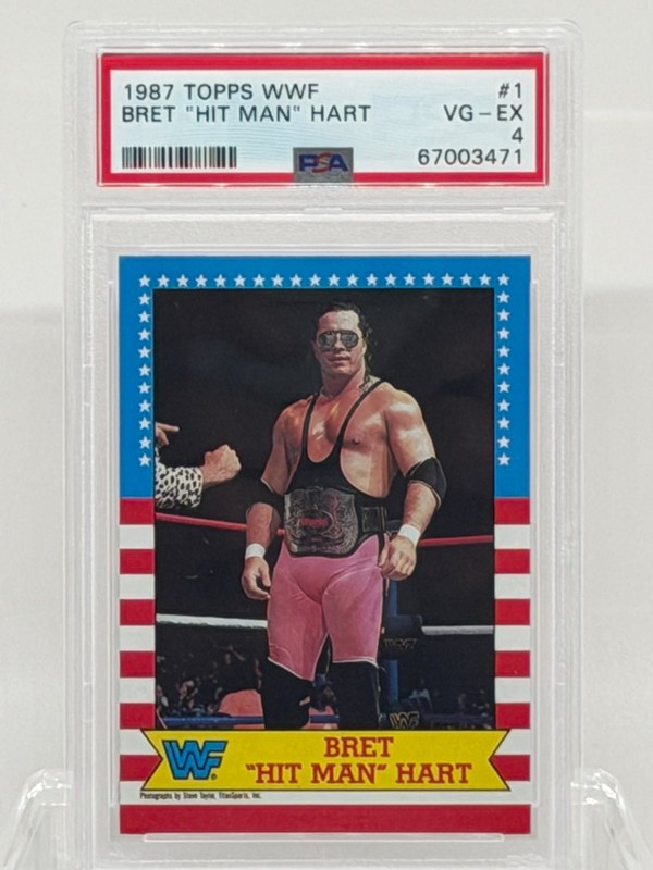 1987 Topps WWF #1 BRET "HIT MAN" HART Rookie RC PSA 4