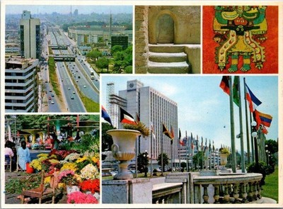 VINTAGE CONTINENTAL SIZE POSTCARD MULTIPLE VIEWS AND SCENES LIMA PERU 1970s