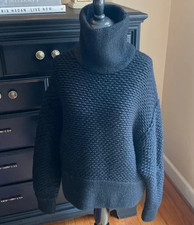 HELMUT LANG Black Wool Blend Apex Oversized Turtleneck Sweater Size P/XS 625
