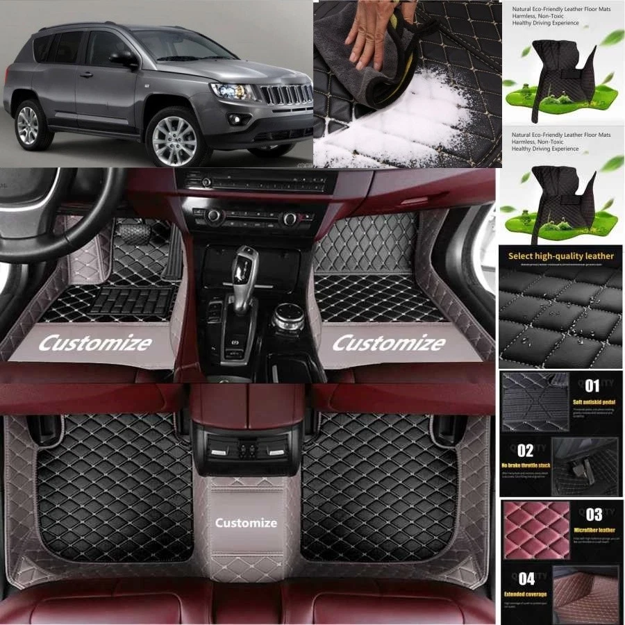 For Jeep Compass Car Floor Mats Custom Luxury Waterproof Auto Liners Carpets Foto 3 de 4