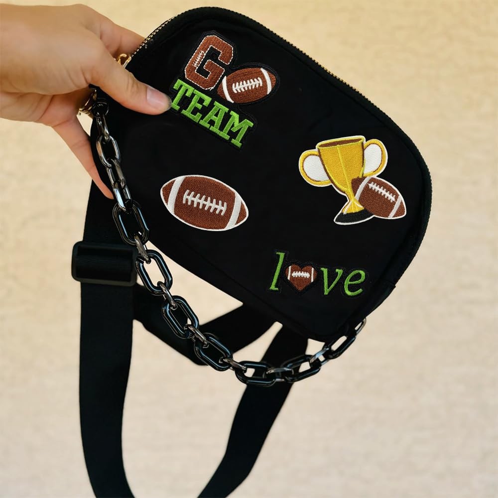 12 Pcs Football Iron On Patches, Sports Letter Patches for Clothes, Jeans, Ja...